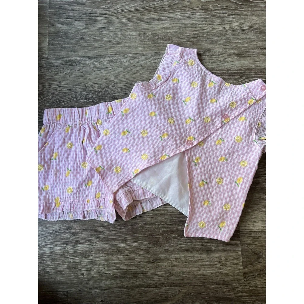btween Size 6 pink gingham short set with Lemon Stitching - Picture 7 of 8